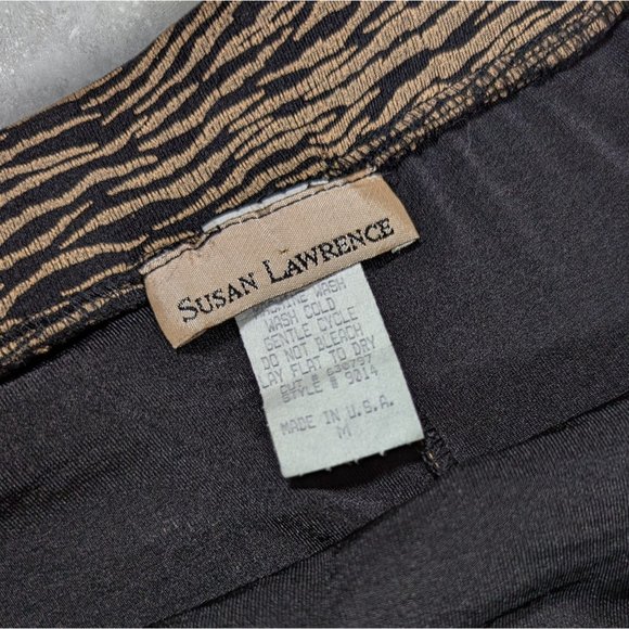 VINTAGE Grunge Susan Lawrence Slinky Travelers Knit Style Tiger Print Skirt Set - Picture 8 of 11